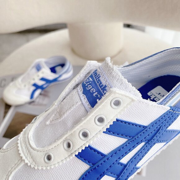 Onitsuka Tiger by Asics White and Blue Canvas Sneakers - Picture 6 of 9